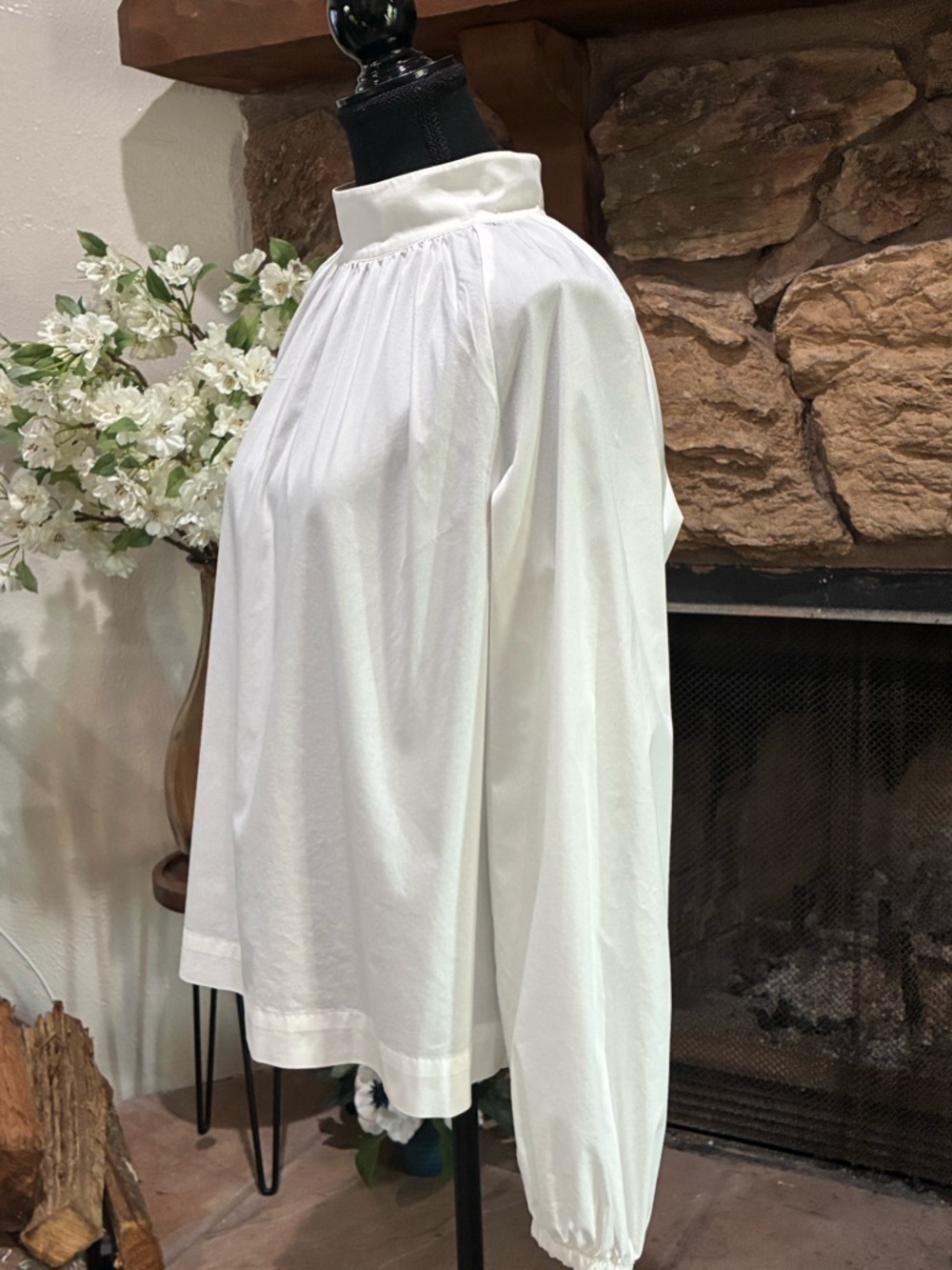 Liz Claiborne White Blouse with High Neckline